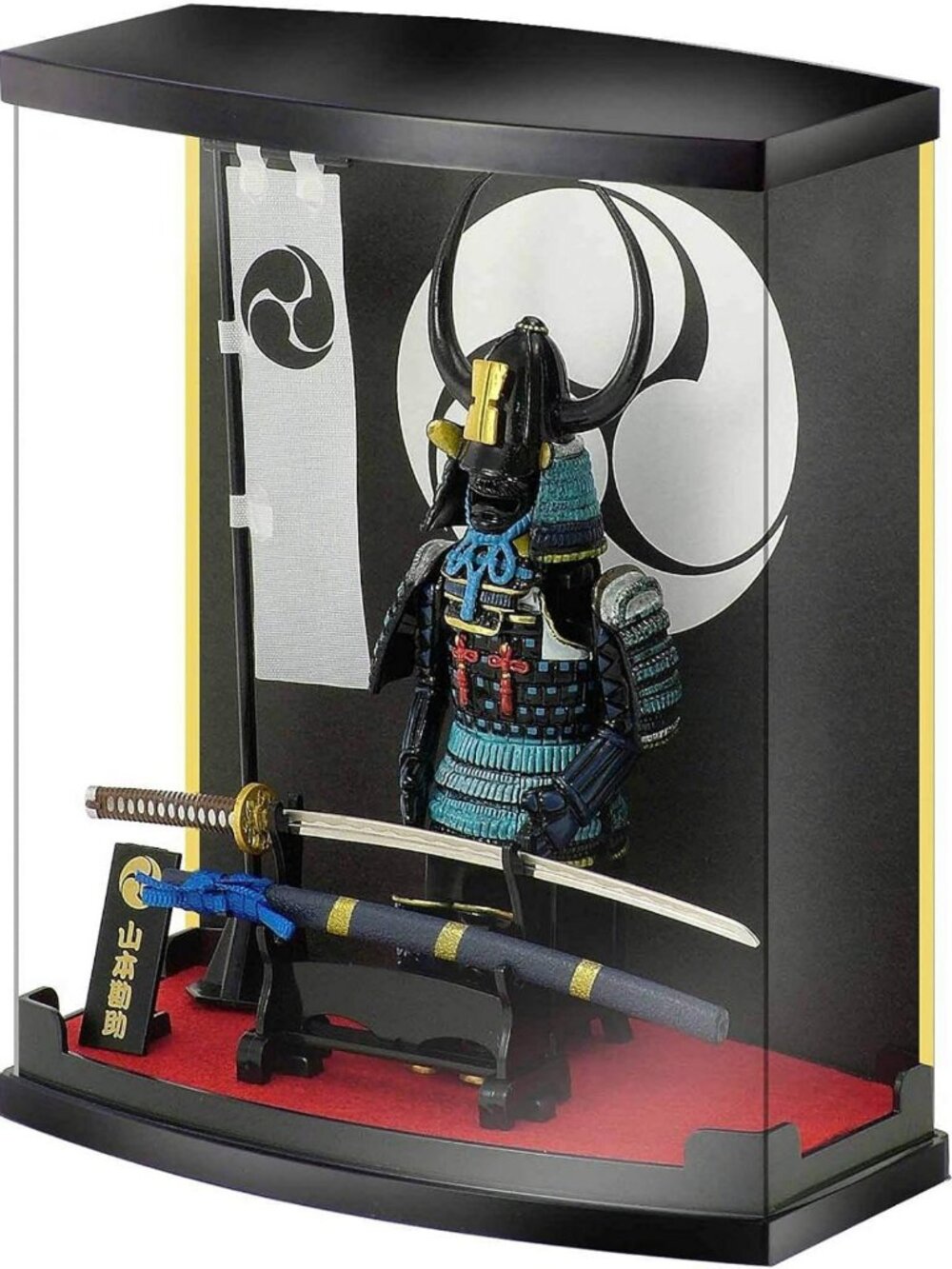 Samurai Figure with Katana & Display Case - 8.3" Collectible Warrior Statue